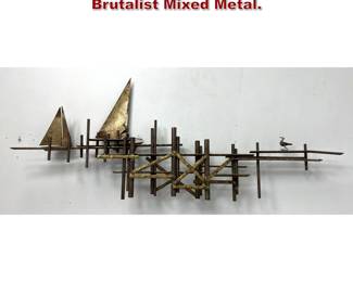 Lot 256 C Jere Sail Boat Wall Sculpture. Brutalist Mixed Metal. 