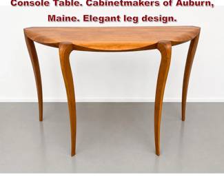 Lot 76 Thomas Moser 2014 Demilune Console Table. Cabinetmakers of Auburn, Maine. Elegant leg design.