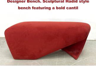Lot 509 Barbara and Robert Tiffany 1997 Designer Bench. Sculptural Hadid style bench featuring a bold cantil