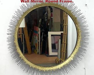 Lot 241 Brutalist Welded Metal Rod Eyelash Wall Mirror. Round Frame. 