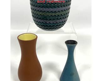 Lot 46 3pcs Art Pottery. Italian pigeon forge and redware