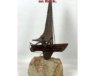 Lot 72 C. Jere Table sculpture of Sailboat on Rock. 