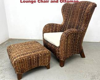 Lot 409 Pottery Barn Wrapped Sea grass Lounge Chair and Ottoman. 