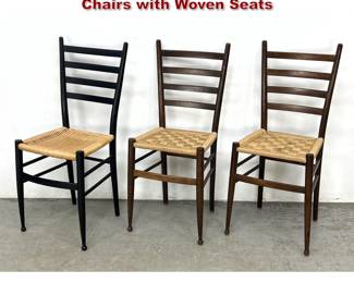 Lot 385 3 Vintage Italian Ladder Back Side Chairs with Woven Seats
