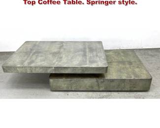 Lot 17 Aldo Tura Attributed Goat Skin Sliding Top Coffee Table. Springer style. 