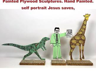 Lot 73 Howard Finster Outsider Artist Painted Plywood Sculptures. Hand Painted. self portrait Jesus saves, 