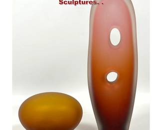 Lot 54 2pcs Bernard Katz Studio Art Glass Sculptures. . 