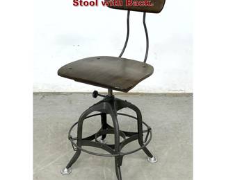 Lot 378 Industrial Swivel Draftsman Task Stool with Back. 