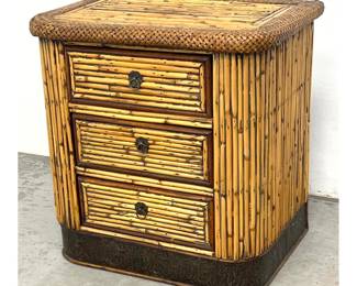 Lot 194 Split Reed Rattan 3 Drawer Stand. 