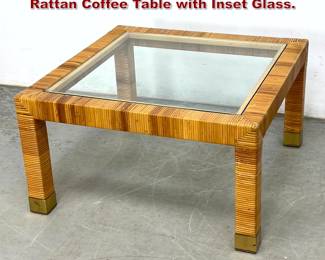Lot 120 Bielecky Brothers Style Square Rattan Coffee Table with Inset Glass. 