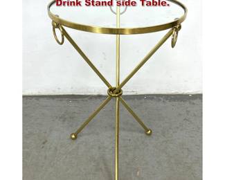 Lot 366 Campaign Style Brass and Glass Drink Stand side Table. 