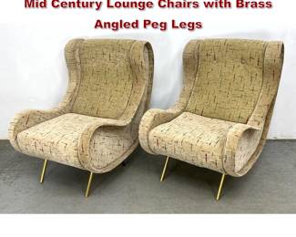 Lot 462 Pair of Marco Zanuso Style Italian Mid Century Lounge Chairs with Brass Angled Peg Legs
