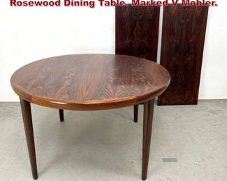 Lot 227 Kai Kristiansen Style Danish Modern Rosewood Dining Table. Marked V Mobler.