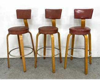 Lot 255 Set 3 Thonet Brothers Bar Stools. 