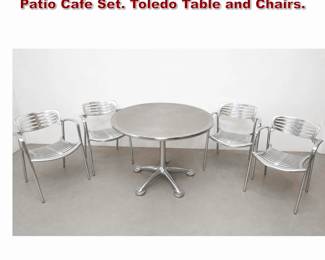 Lot 140 Jorge Pensi for Amat Aluminum Patio Cafe Set. Toledo Table and Chairs. 