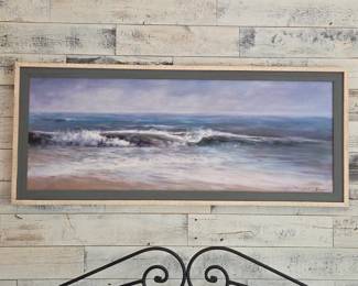 Lot # B145 - John Young Signed "Surf Spray" Premium Giclée Canvas Art Print Textured Wood Frame Coastal Wall Art