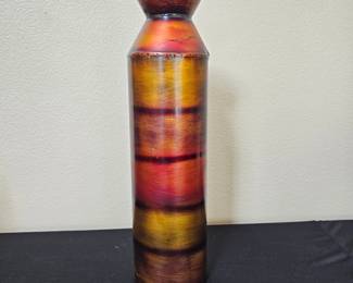 Lot # B11 - Vintage Metal Decorative Vase with Hand-Painted Gradient Finish, Retro Rustic Style Home Decor