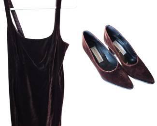 Lot # B129 - Ann Taylor Velvet Dress Size 2 and Jonathan Martin Amelia Velvet Pointed Toe Pumps Size 7