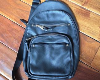 Lot # B121 - Dolce Vita Black Faux Leather Crossbody Sling Bag with Gold Zipper Details