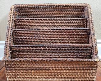 Lot # B26 - Wicker Magazine or File Organizer Basket with Multiple Compartments for Home Office or Living Room