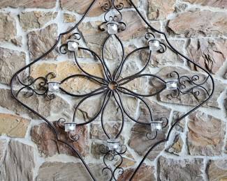 Lot # B10 - Vintage Black Metal Wall Sconce Candle Holder with Scrollwork Design
