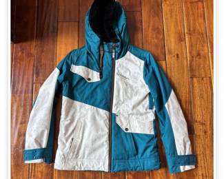 Lot # B106 - Obermeyer Sara Ladies Ski Jacket Size 6 Teal White Polyester Winter Snow Coat