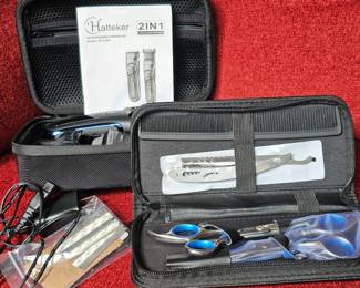Lot # B123 - Hatteker 2-in-1 Electric Hair Grooming Set with Elehot Professional Hairdresser Scissors Kit