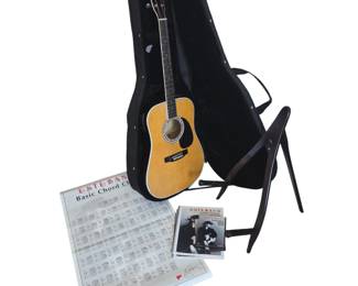 Lot # B202 - Esteban American Legacy AL-100 Acoustic Electric Guitar with Hard Case, Music Stand, and Teaching Materials