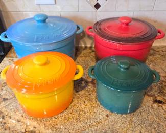 Lot # B73 - Parini Flameproof Stoneware Casserole Dutch Oven Set Bright Multicolor Cookware