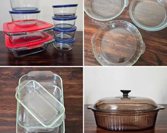 Lot # B60 - Vintage Pyrex Clear Glass Baking Dishes and Storage Bowls