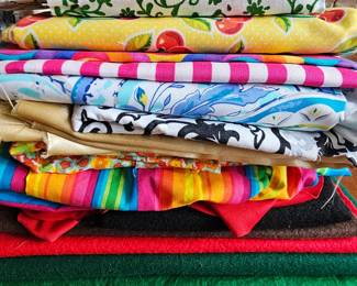 Lot # B133 - Vintage & Colorful Cotton and Fleece Fabric Assortment for Quilting & Crafting