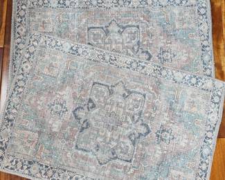 Lot # B27 - Vintage Style Allen+Roth 24x36 Rugs/Mats with Faded Floral Medallion Design and Soft Muted Colors