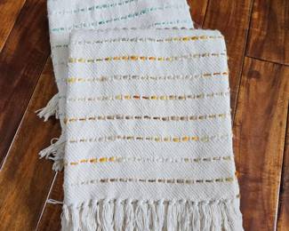 Lot # B91 - Handwoven Cotton Throw Blankets with Colorful Accents and Fringe Detailing