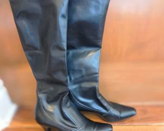 Lot # B110 - Franco Sarto Black Knee High Boots with Kitten Heel Made in Brazil