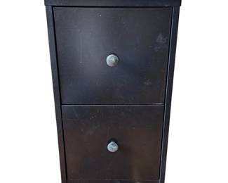 Lot # B87 - Black Wooden 2-Drawer Filing Cabinet with Metal Knobs – Office Storage Organizer