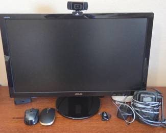 Lot # B211 - ASUS Monitor with NexiGo Webcam, Microsoft and Wireless Mouse, Plantronics Headset Wireless Office Bundle