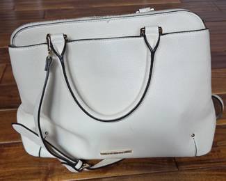 Lot # B127 - Steve Madden White Faux Leather Handbag with Gold Hardware and Adjustable Strap