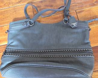 Lot # B128 - Jessica Simpson Gray Faux Leather Studded Zipper Tote Bag