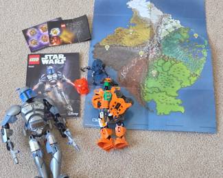 Lot # B199 - LEGO Star Wars Buildable Figure 75107 Jango Fett & LEGO Hero Factory Nex 2.0 Set 2068 Figure, Plus Bionicle Map