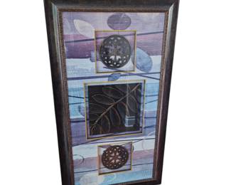 Lot # B126 - Decorative Wall Art with Metal Embellishments and Ornate Frame - Elegant Botanical Design