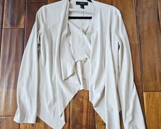 Lot # B112 - Forever 21 Women's Beige Asymmetrical Faux Suede Open Front Jacket Size M