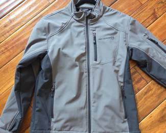 Lot # B97 - Free Country Men's Large Softshell Jacket Gray Polyester Spandex Outdoor Shell