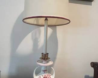 Capodimonte Style Hand-Painted Floral Porcelain Candlestick Lamp