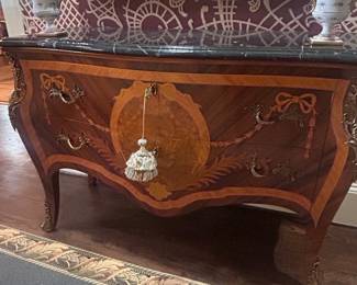 Louis XV Style Bombe Marquetry Commode