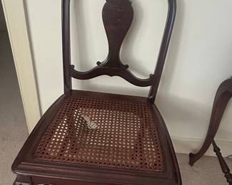 Chippendale Style Mahogany Side Chair with Caned Seat