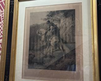 Antique Engraving of an Arab Chief on Horseback by Christian Adolph Schreyer