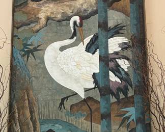 Large Oriental Crane Painting