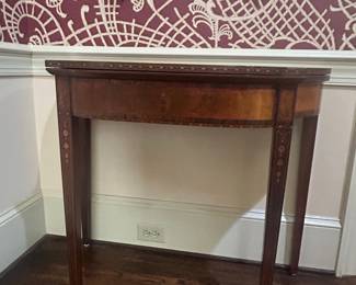 Antique Mahogany Inlaid Flip Top Game Table