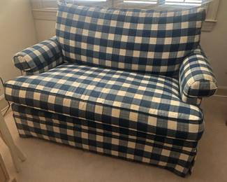 Blue and White Buffalo Plaid Loveseat