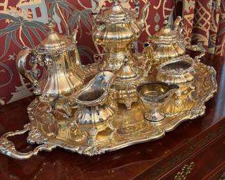 Gorham Chantilly Silverplate Tea Set with Tray
